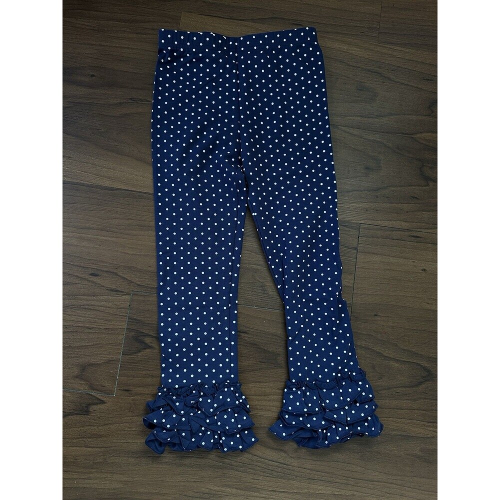 Oopsie Daisy Pin Dot Ruffle Ankle Leggings - Navy - 5